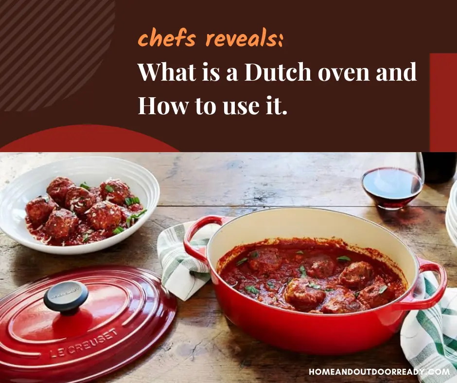 creative image of an open Dutch oven with sauce to explain what is a Dutch oven and how to use it with what to cook in a Dutch oven